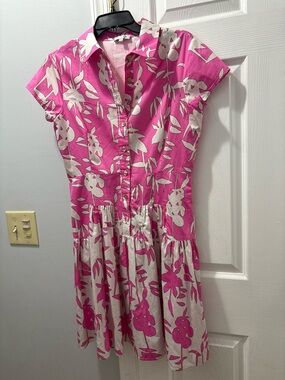 PATTY KIM Colette Cotton Dress In Pink Dahlia Size Small
